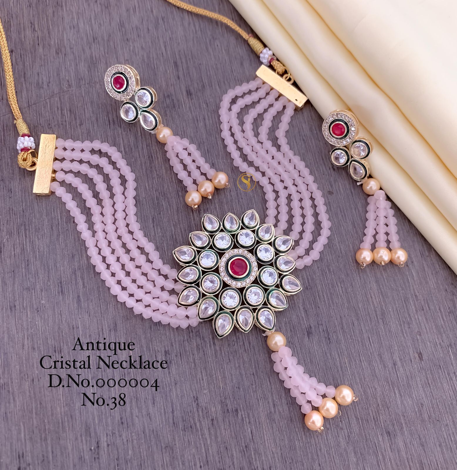 18 Antique Designer Crystal Necklace Set Wholesale Shop In Surat
